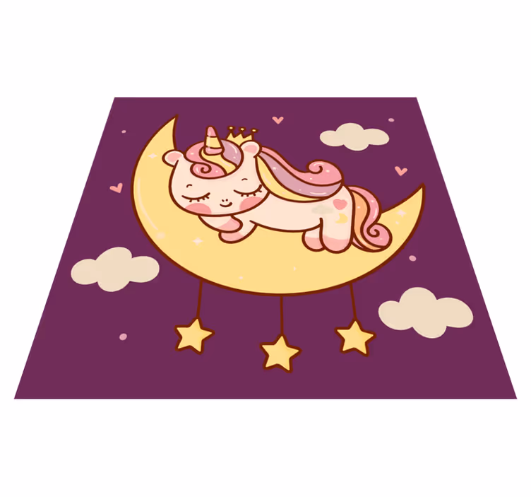 Unicórnio fofo dormindo em um tapete de vinil lunar - TenStickers