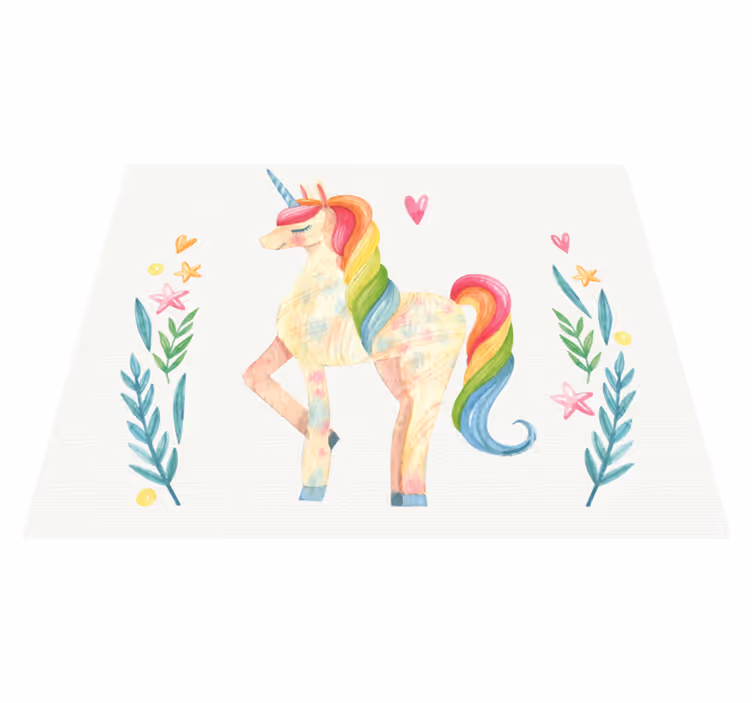 Cavalo unicórnio com lindo tapete de pêlo animal - TenStickers