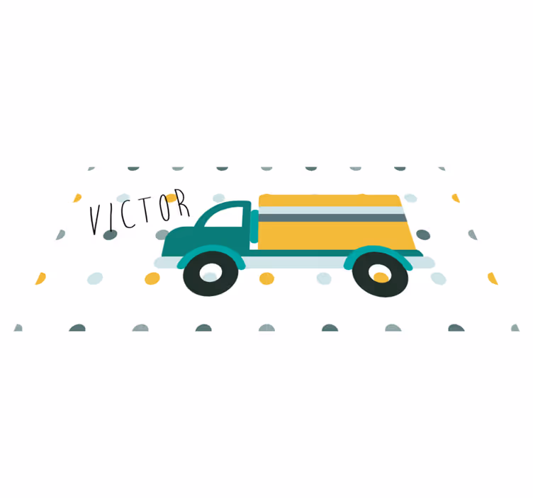 Caminhão com tapete personalizado com nome - TenStickers