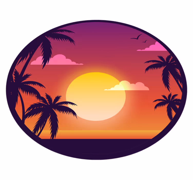 Tapete de vinil da natureza do pôr do sol dos anos 70 - TenStickers