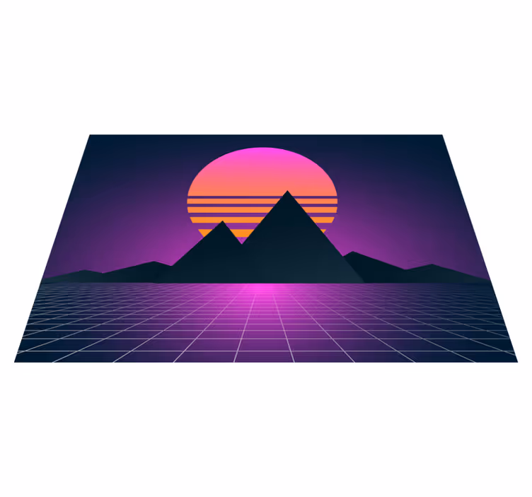 Tapete vinílico vintage geometria do pôr do sol retrô - TenStickers