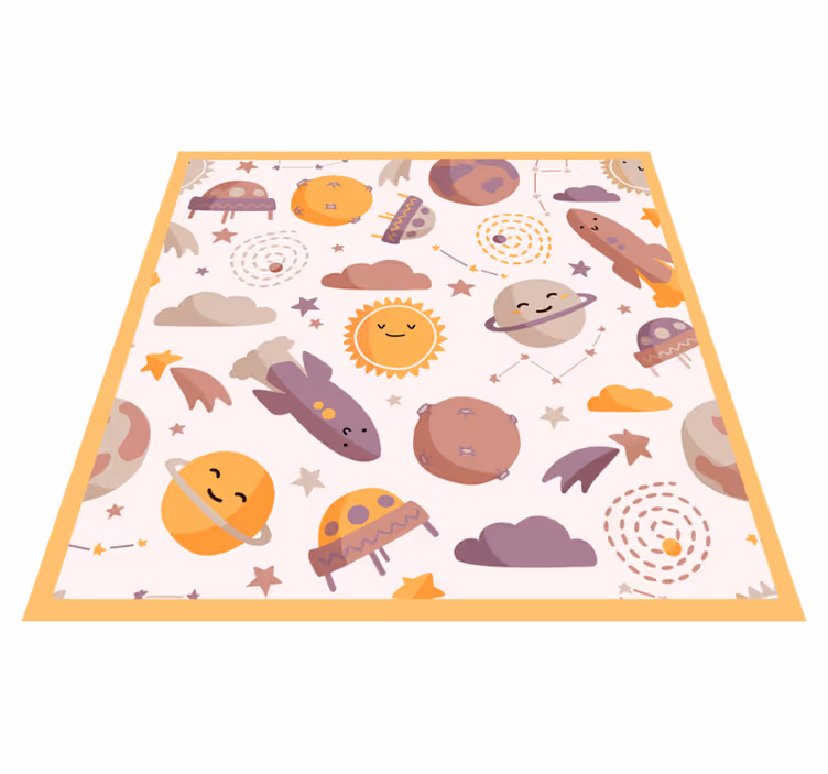 Sorrindo desenhos animados planetas baby play mat - TenStickers