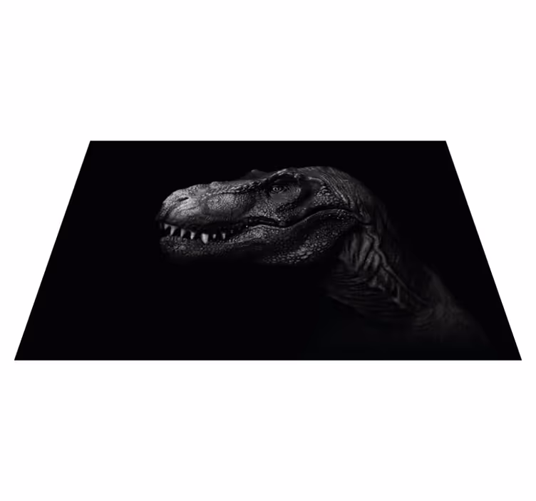 Dinossauro realista e elegante no tapete preto - TenStickers