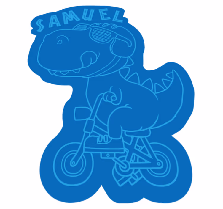 Dinossauro em mota tapete personalizado - TenStickers