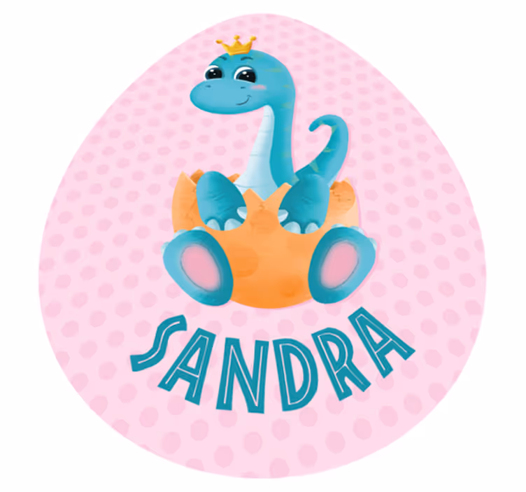 Dinossauro com coroa e tapete de vinil com nome - TenStickers