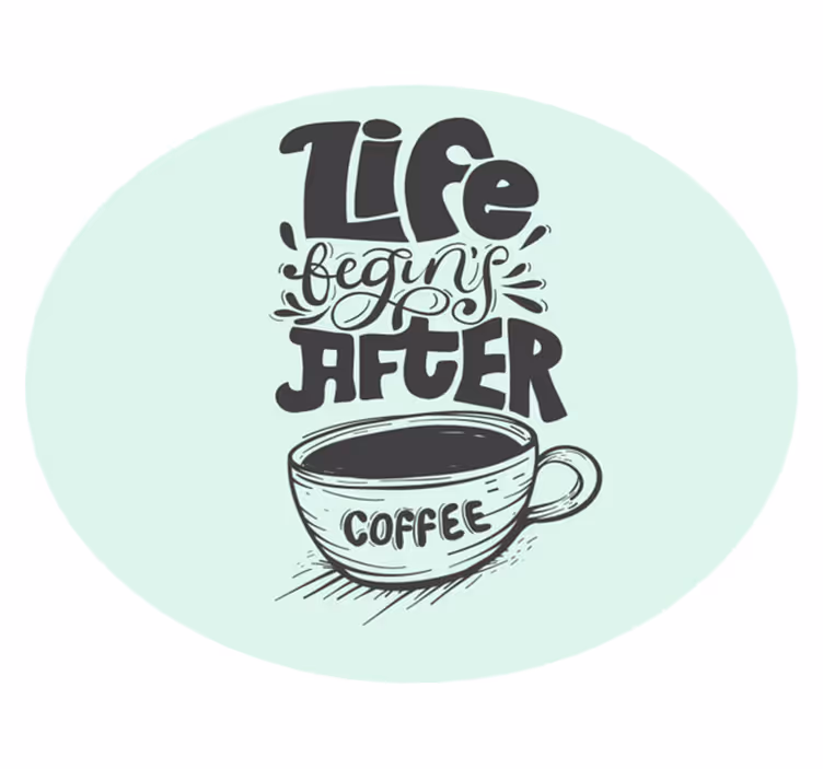Silhueta da xícara de café com tapete moderno de letras - TenStickers