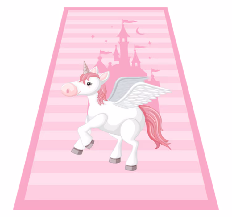 Unicórnio com tapete de vinil princesa castelo infantil - TenStickers