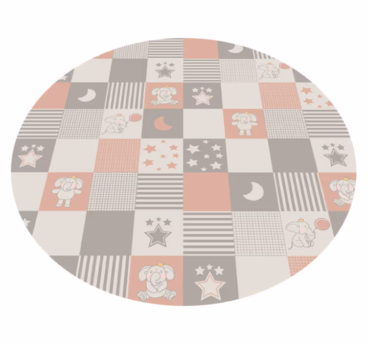 Azulejos circulares nórdicos elefantes tapete de vinil infantil - TenStickers