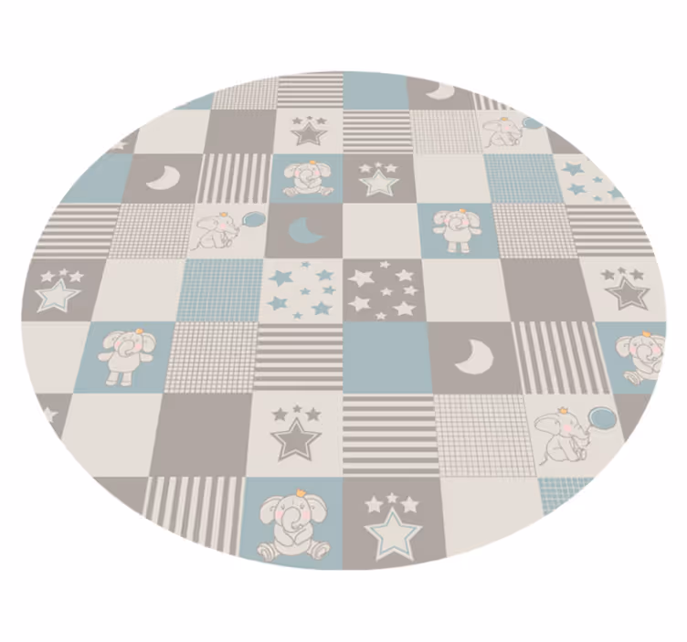 Tapete de elefantes azul circular - TenStickers