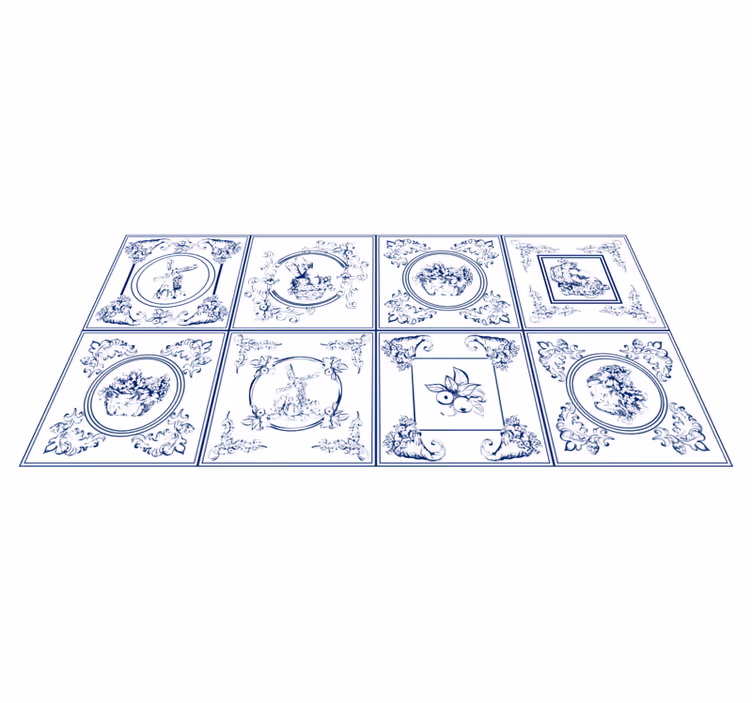Tapete de azulejos azuis vintage - TenStickers