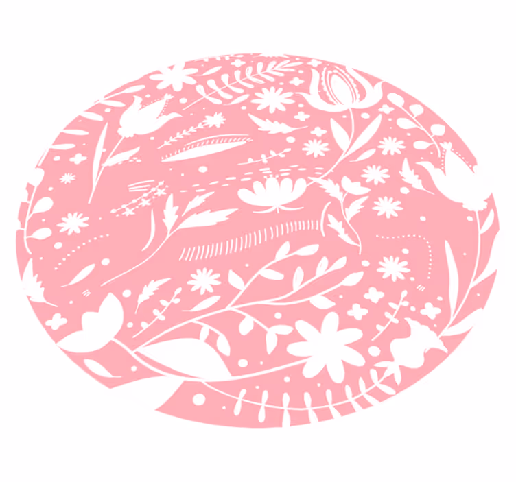Tapete de vinil infantil com folhas e flores rosa - TenStickers