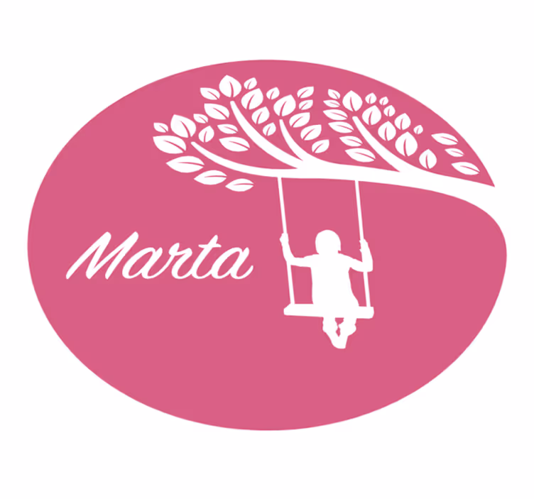 Garota no balanço de fundo rosa infantil tapete de vinil - TenStickers