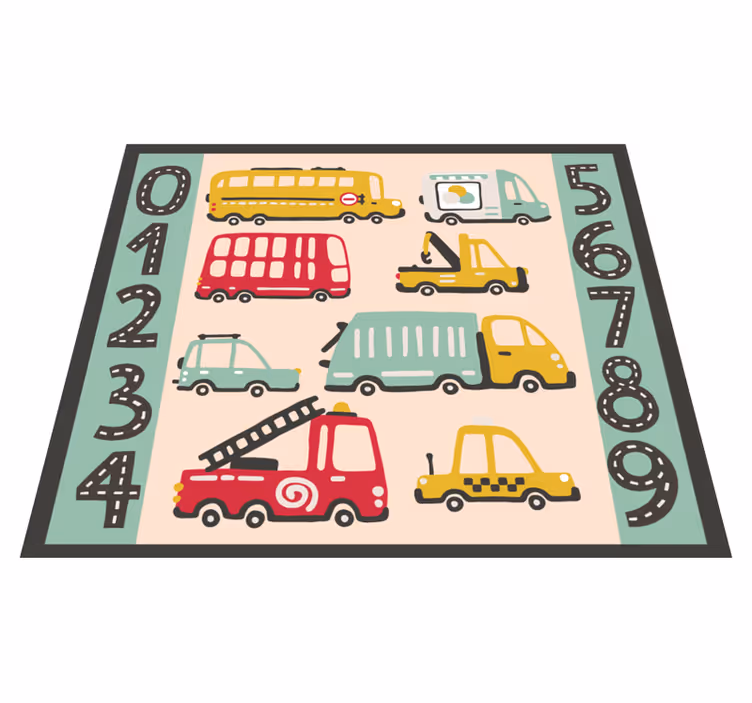 Caminhão com números kids tapete de vinil - TenStickers