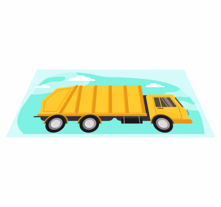 Caminhão de lixo amarelo tapete infantil de vinil - TenStickers