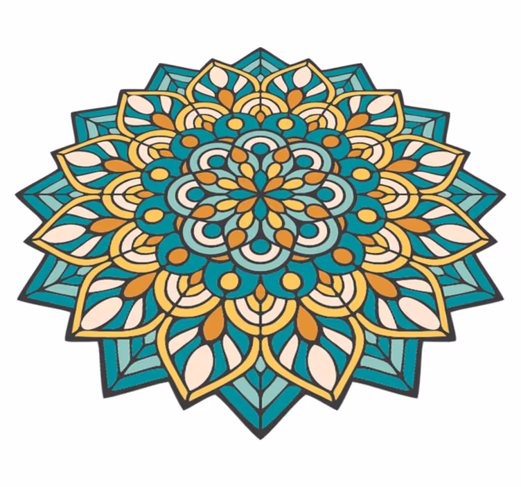Tapete mandala de vinil verde e laranja - TenStickers