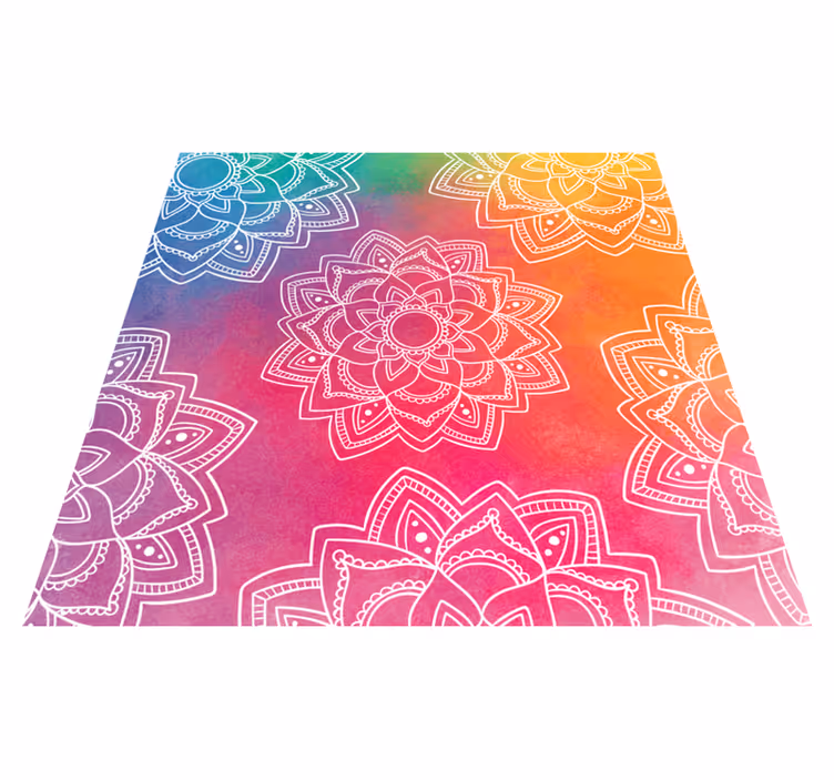 Tapete de vinil de mandala com fundo de cor do arco-íris - TenStickers