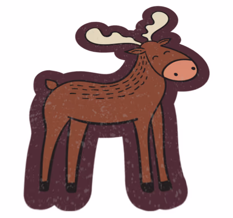 Tapete de animal de desenho de alce marrom - TenStickers