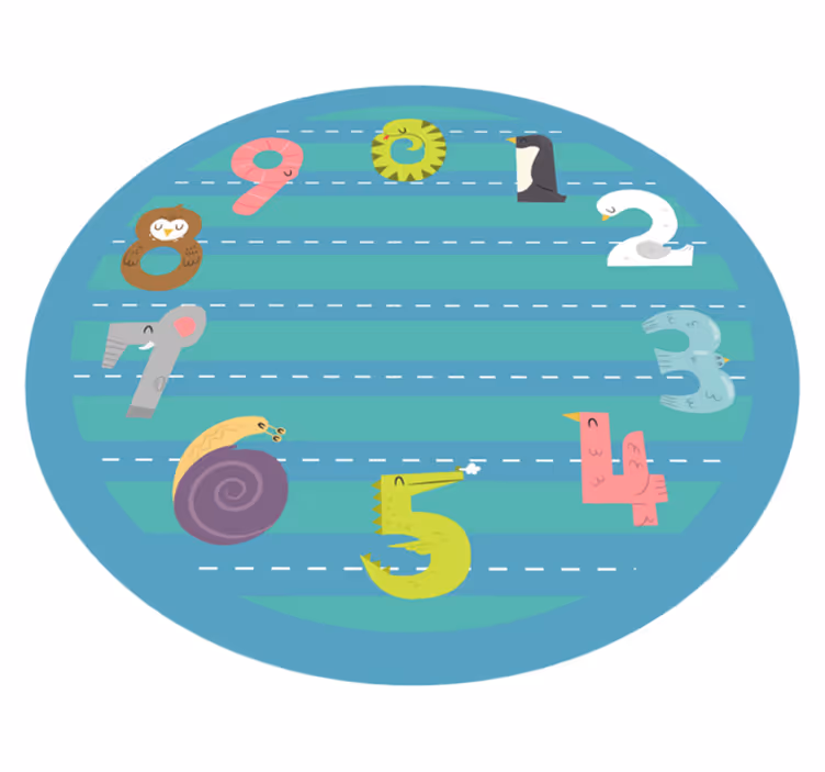 Tapete de vinil infantil com números de animais - TenStickers