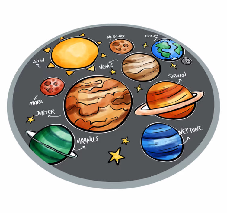 Planetas e nomes tapete de vinil infantil - TenStickers