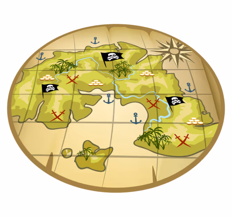 Mapa do tesouro pirata tapete de vinil infantil - TenStickers