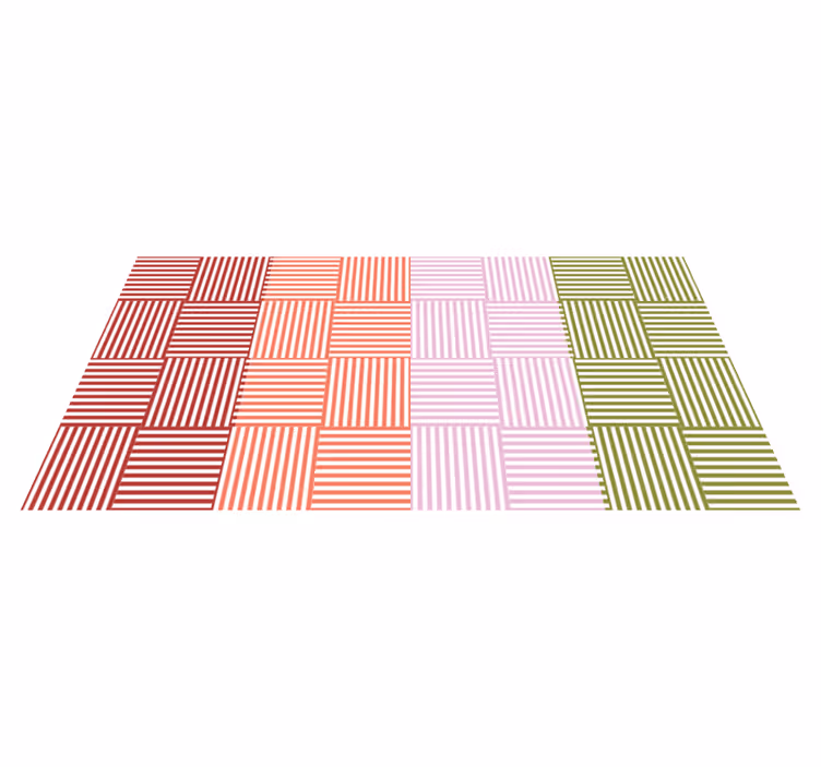 Quadrados listrados coloridos tapetes geométricos de vinil - TenStickers