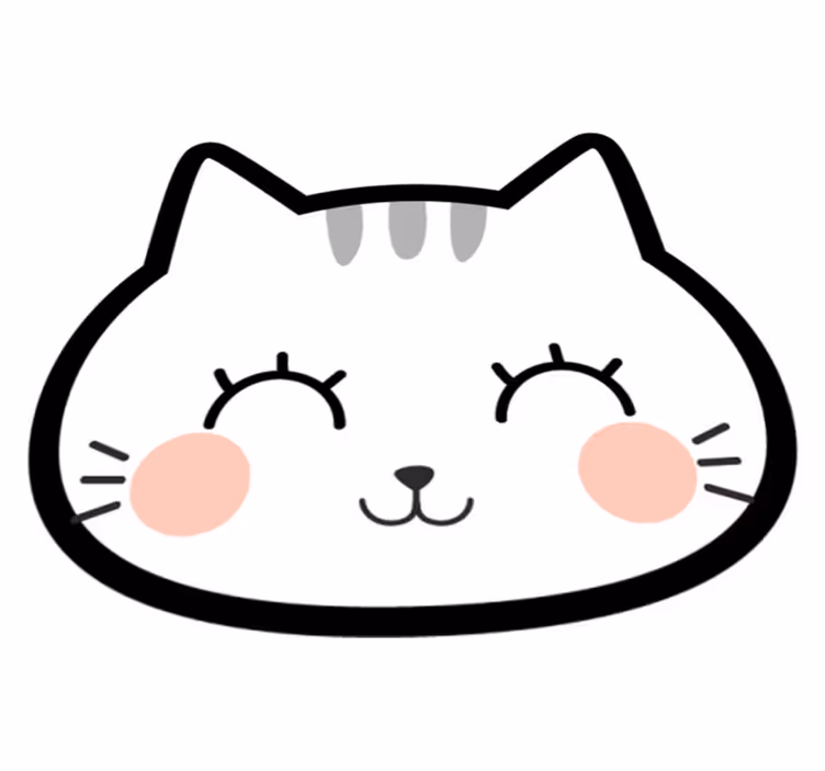 Tapete de vinil com cara de gato fofa feliz - TenStickers