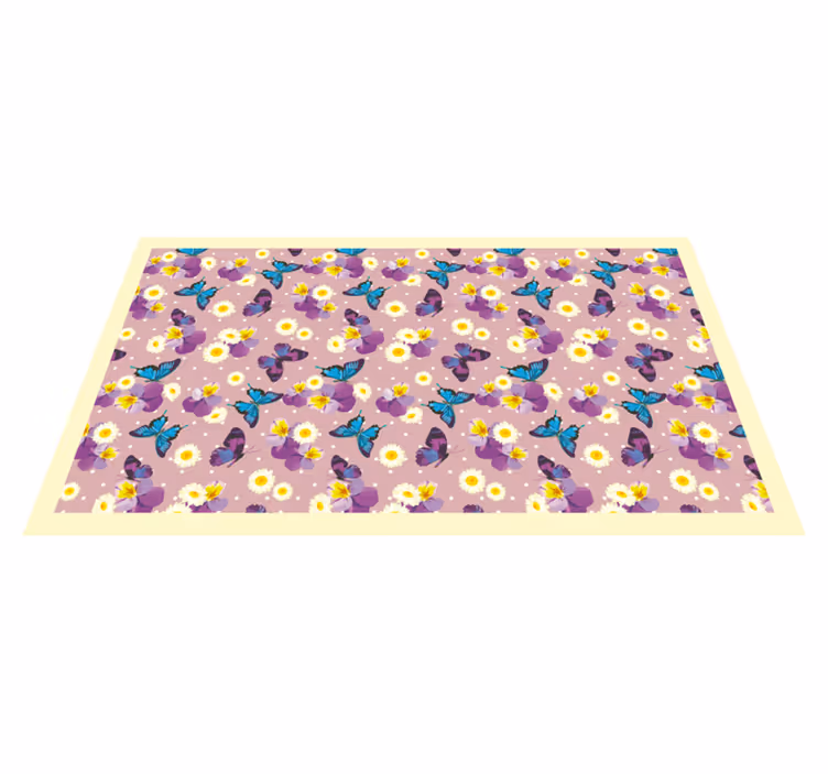 Tapete de animais com bolinhas rosa e borboleta - TenStickers