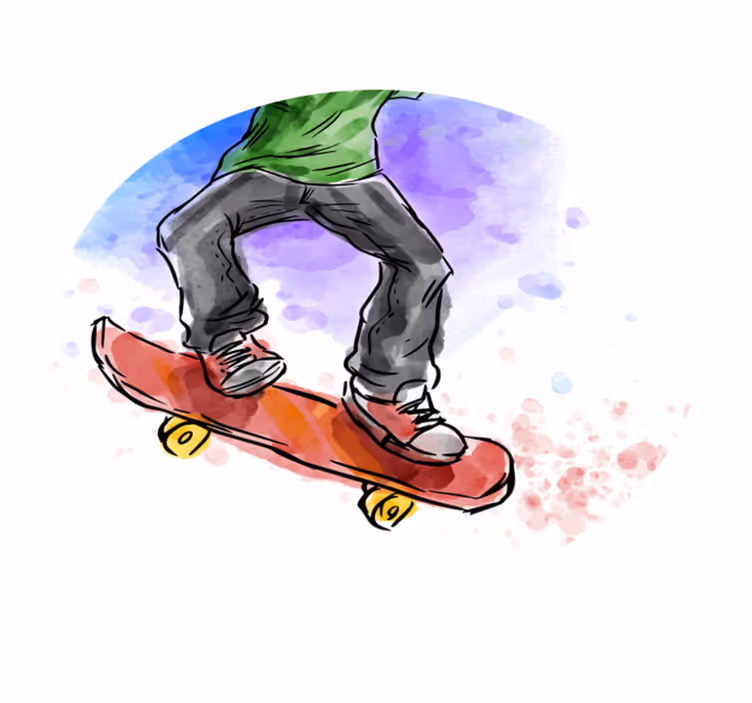 tapete de vinil juvenil de skate em aquarela - TenStickers