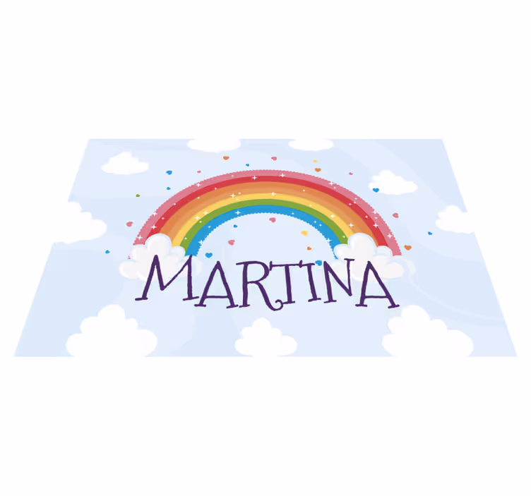 Nuvens arco-íris com tapete personalizado nome - TenStickers