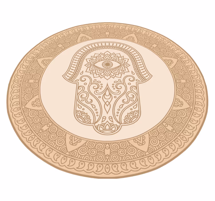 Mandala bege com mão de tapete de vinil étnico de fátima - TenStickers