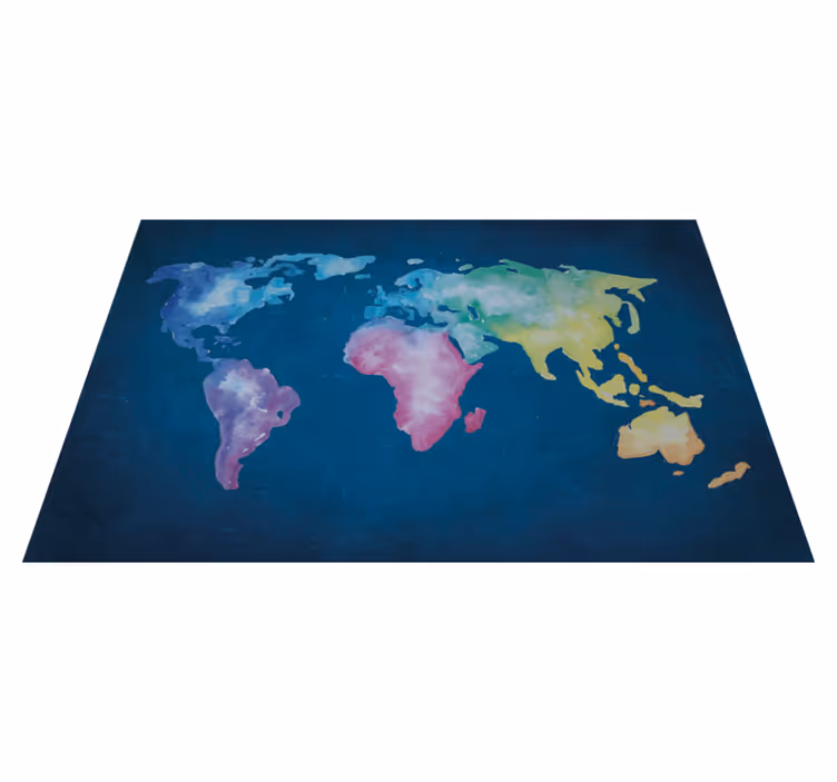 Tapete de mapa-múndi de fundo azul colorido artístico - TenStickers