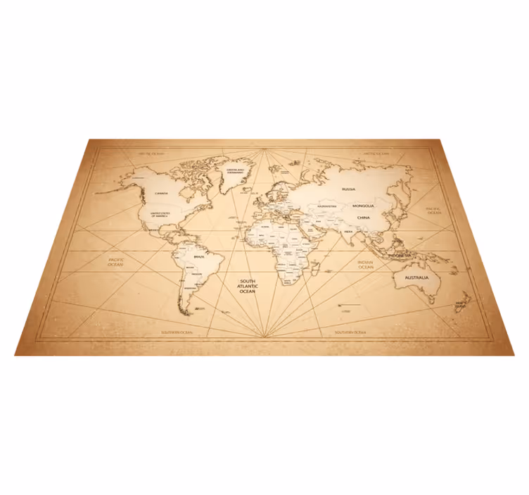 Tapete de mapa-múndi no estilo do século xix - TenStickers