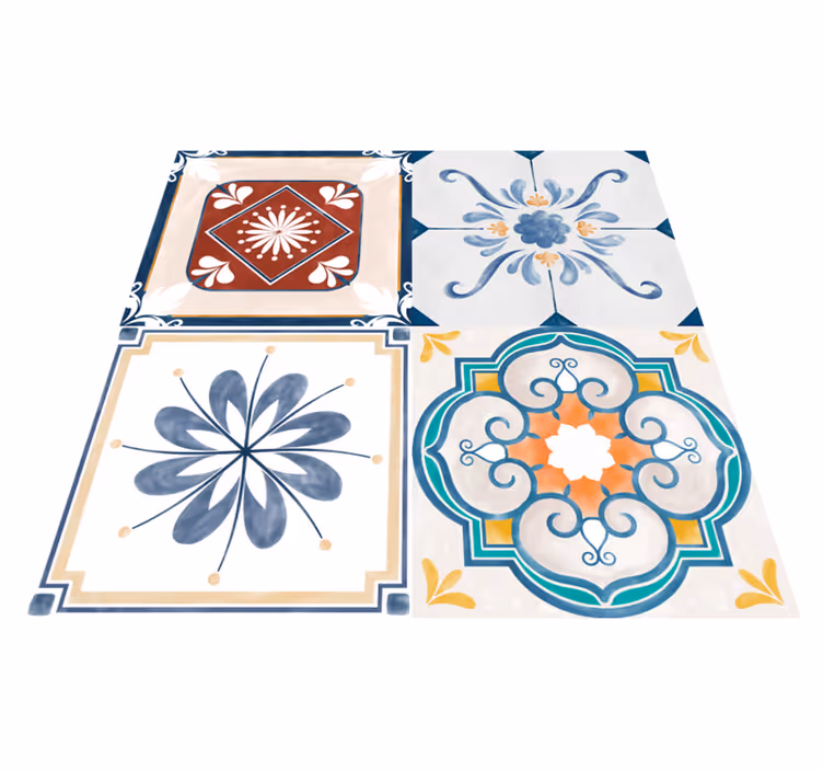 Tapete de quatro azulejos vintage - TenStickers