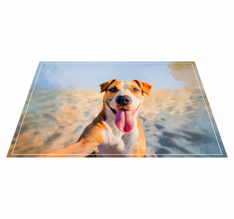 Cão sorrindo tapete de vinil animal - TenStickers