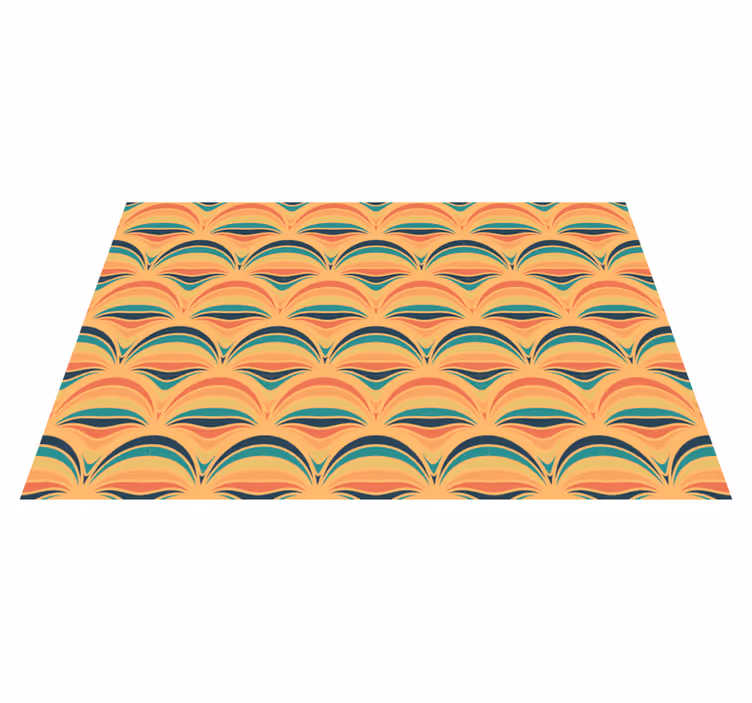 Tapete vinílico vintage padrões de ondas coloridas - TenStickers