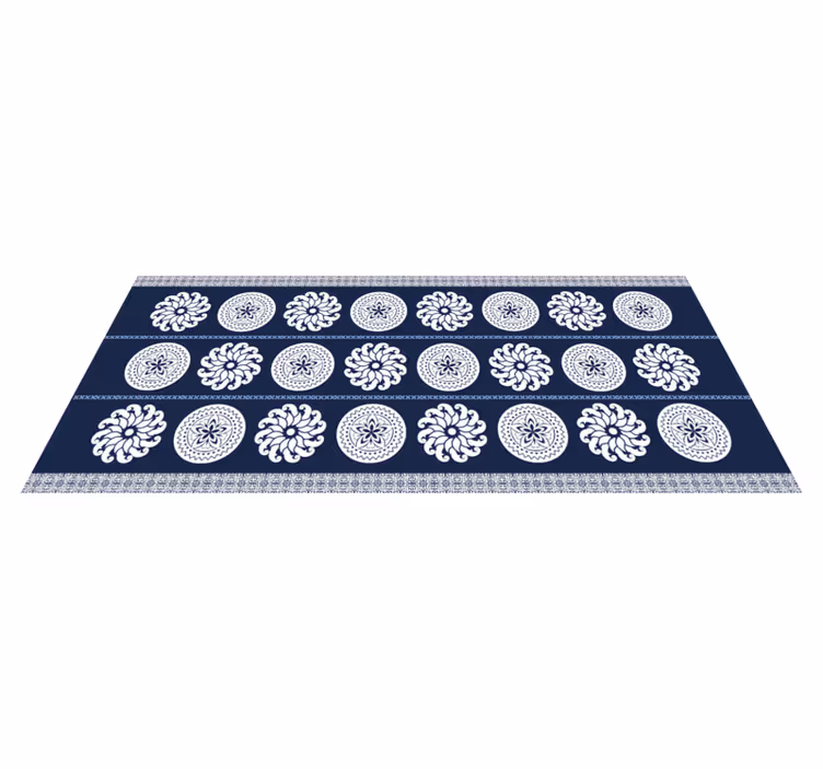 Tapete de ladrilhos de patchwork de flores brancas e azuis - TenStickers