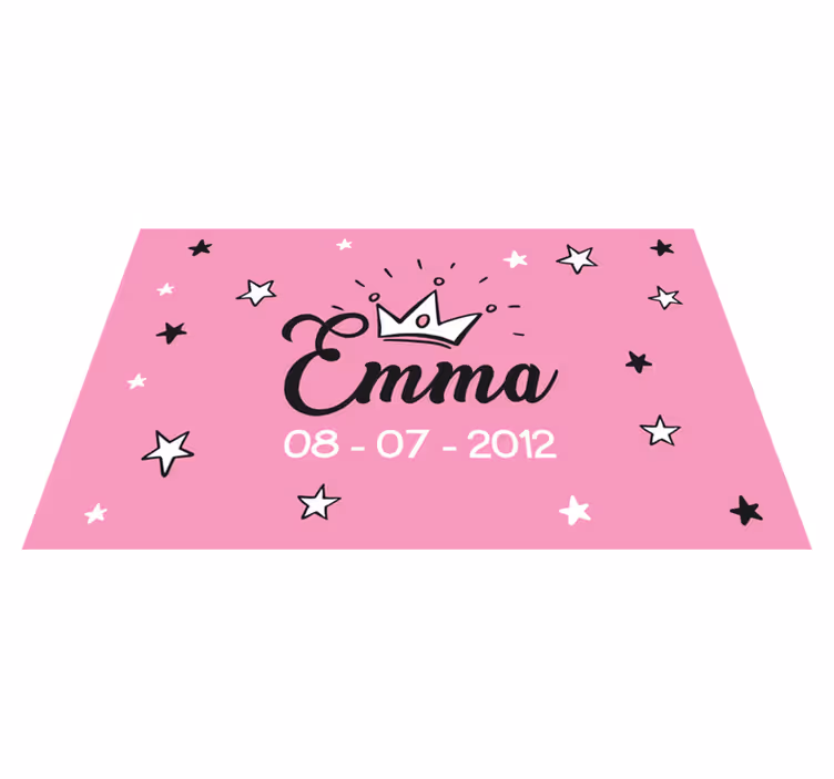 Bebê princesa rosa com nome personalizado tapete - TenStickers
