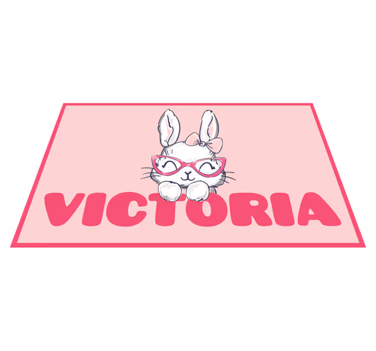 Coelhinhos rosa com tapete personalizado com nome - TenStickers
