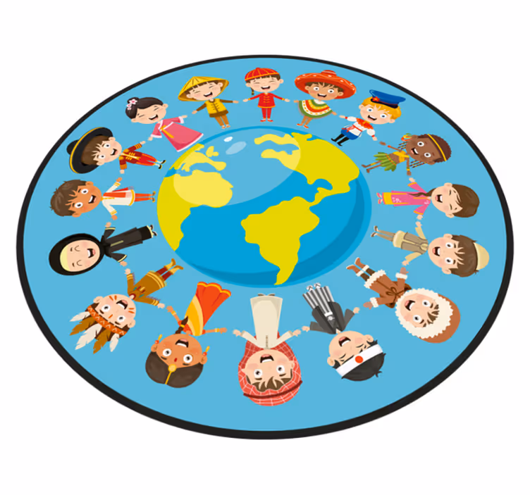 Com tapete de mapa-múndi étnica - TenStickers