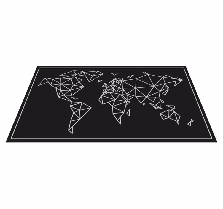 Tapete de mapa-múndi em origami preto e branco - TenStickers