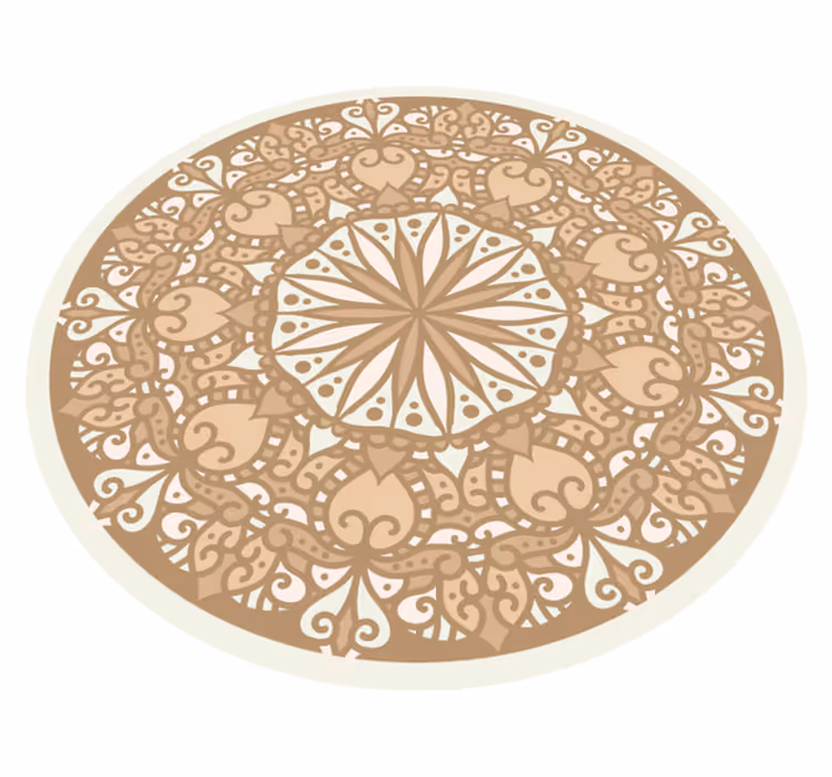 Tapete circular mandala mosaico de vinil bege - TenStickers