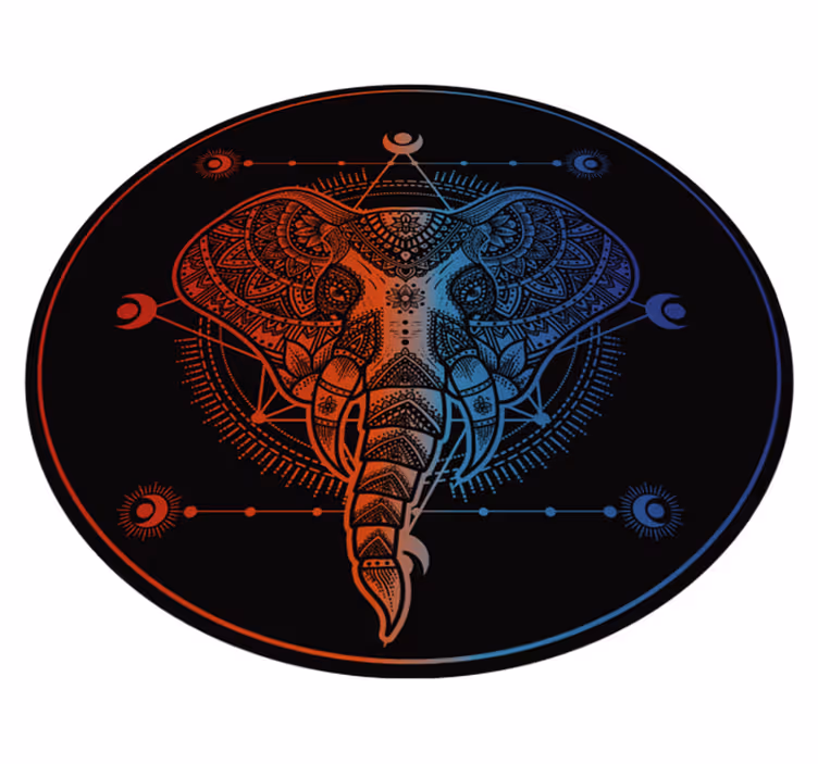 Tapete circular mandala elefante mandala vinil - TenStickers
