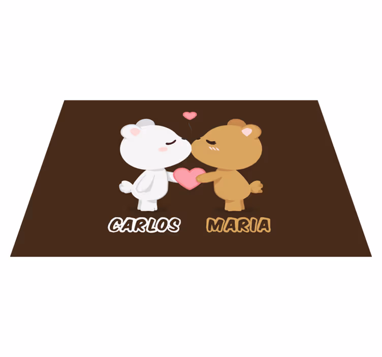 Casal de ursos com tapete personalizado com nome - TenStickers