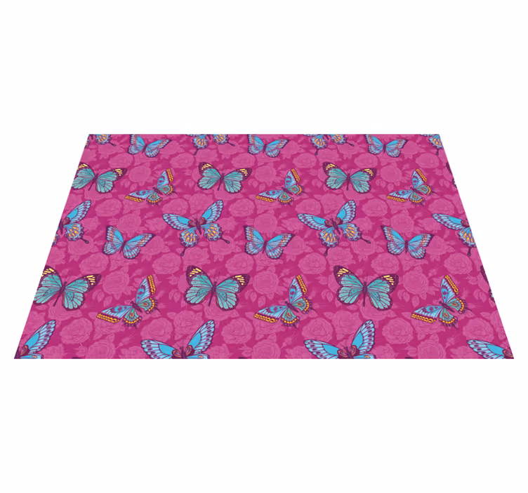 Borboletas voando e flores para bebê brincar de tapete - TenStickers