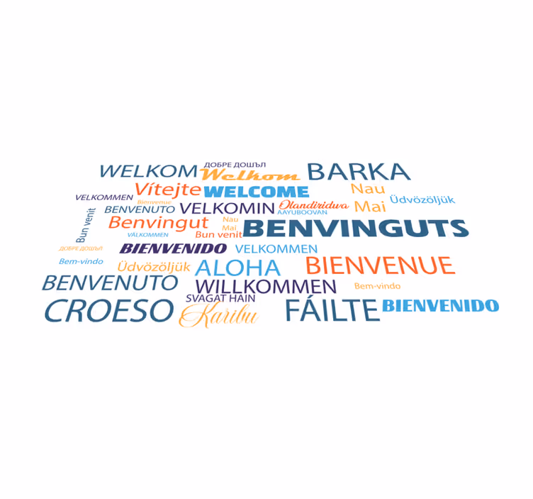 Bem-vindo em muitos idiomas azulejos do hall de entrada - TenStickers