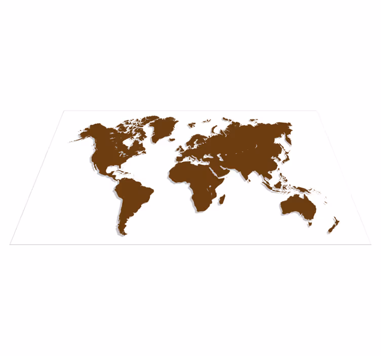 Mapa-múndi marrom no tapete de fundo branco - TenStickers