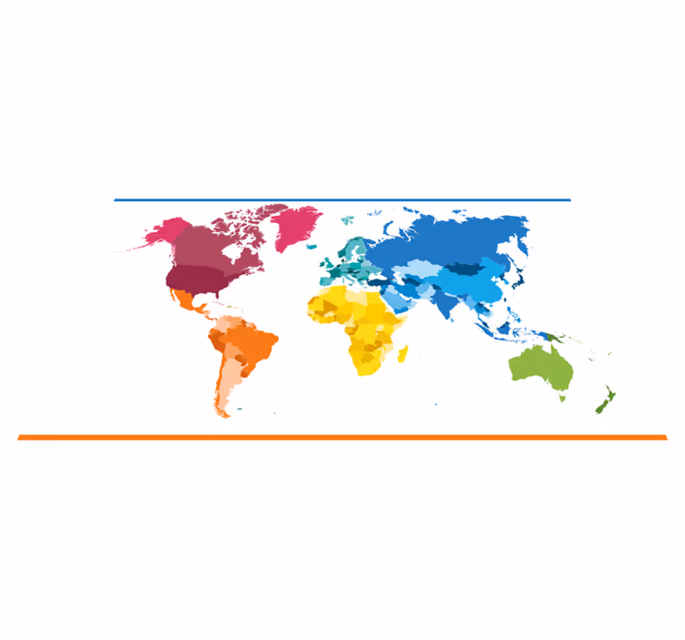 Mapa do mundo tapete colorido gráfico - TenStickers