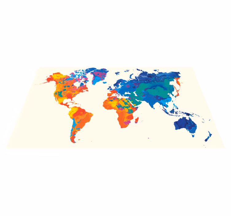 Lindo mapa-múndi aquarela tapete quadrado de vinil - TenStickers