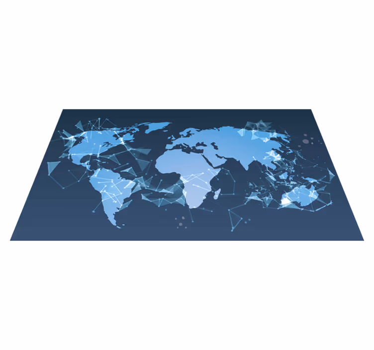 Tapete azul neon mapa-múndi da sala de jantar - TenStickers