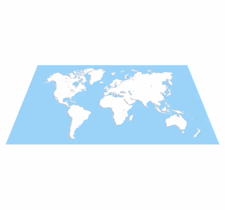 Mapa-múndi em tapete de vinil retangular azul - TenStickers
